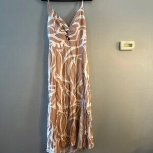 NWOT Tan and White 1.State Maxi Dress with Slit